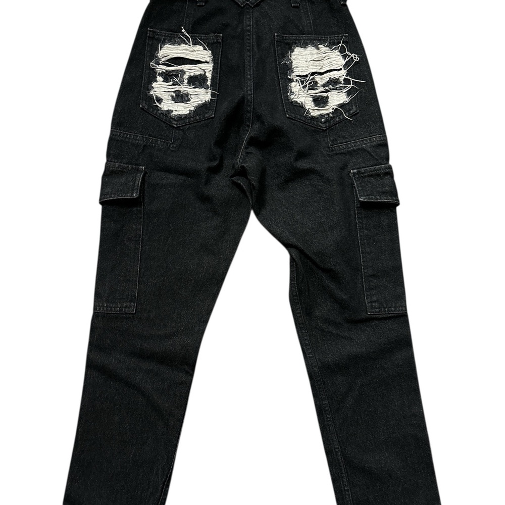 Menace Los Angeles Black Cargo Jeans Distressed Skull Back Pockets Small Men’s